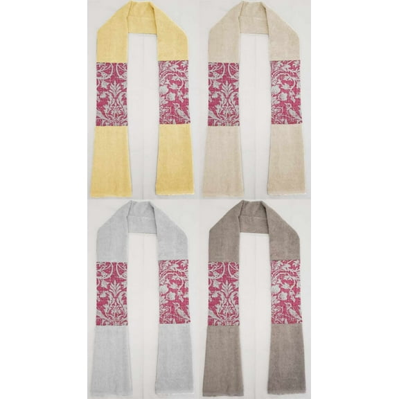 Pink Floral Damask Kitchen Towel Boa / Scarf by Penny's Needful Things (Gray)