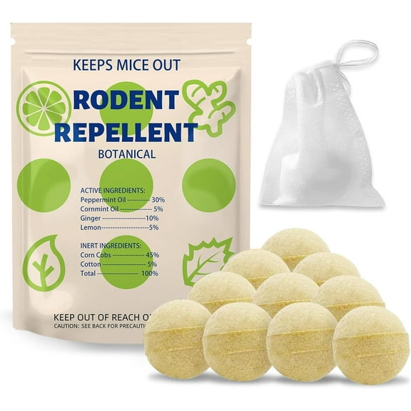 Quivanta Mouse Repellent Balls Peppermint Rats Deterrent Indoor Rodent Repellent for House Mint Mice Repellent Peppermint Oil to Repel Mice and Rats 10 Balls, Yellow