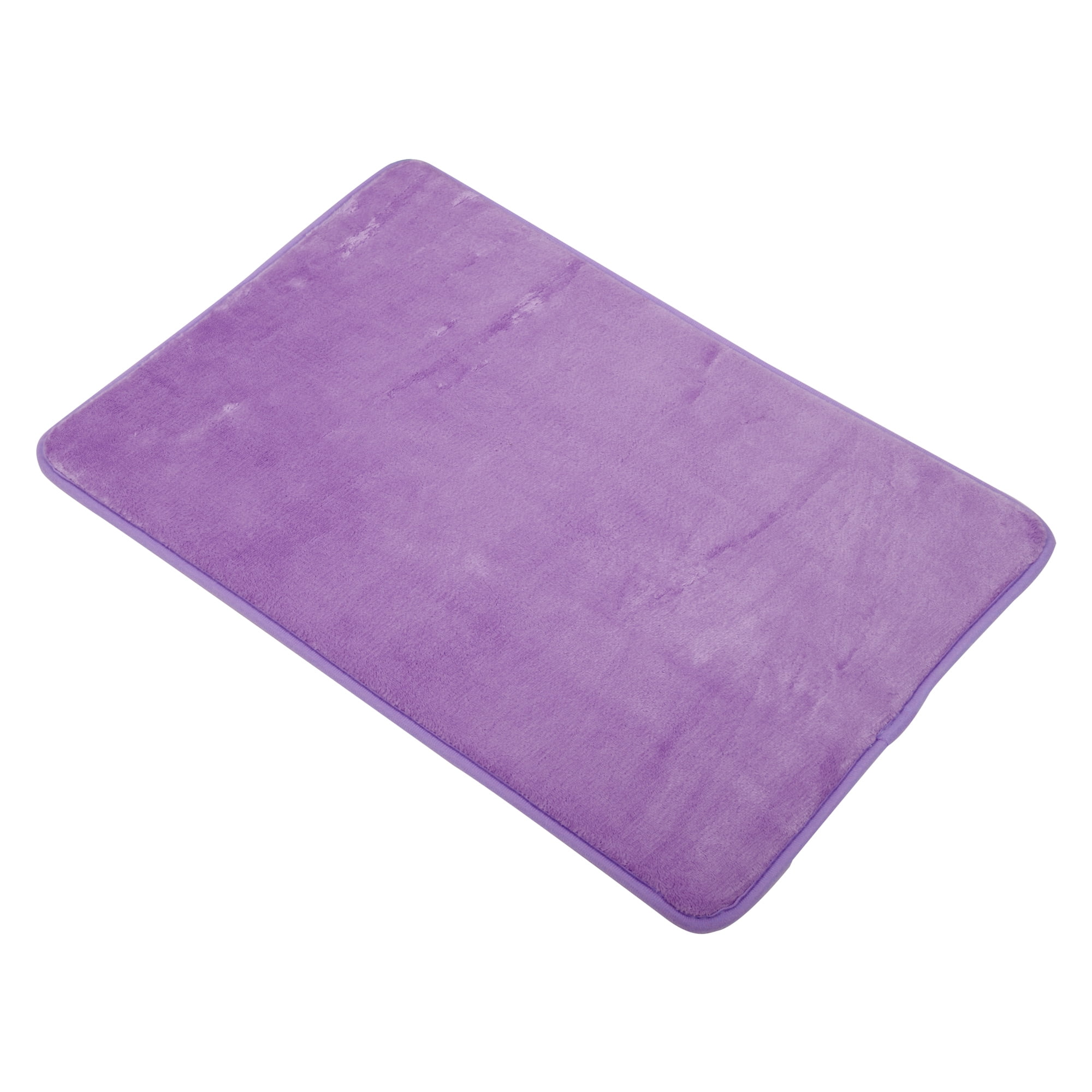 Unique Bargains Solid Color Pattern Bathroom Rugs Polyester Bath Mat Machine Washable Purple