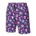 thumbnail image 4 of Pofeuu Skull Blue Flower Prin Men's Swim Trunks Quick Dry Bathing Suit Swimming Board Shorts Mesh Lining Beach Swimwear-3X-Large, 4 of 6