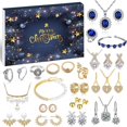 thumbnail image 1 of Calendario de Adviento 2023 para niñas, joyería de oro rosa, cuenta atrás de Navidad de 24 días, incluye dijes de oro rosa, collar, anillos, manualidades, 1 of 4