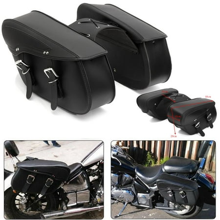 - 2x Universal Saddle Bag Cross Rider Panniers Tool Luggage PU Motorcycle for Harley