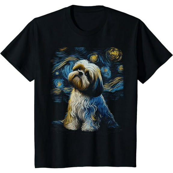 Shih Tzu Dog Starry Night Dogs Lover Gifts Graphic T-Shirt