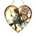 thumbnail image 2 of Gallickan Angel Pendant, 8 Inch Angel Hanging Ornament with Painted Disc, Winged Heart Window Decoration for Porch Door Wall Decor, 2 of 7