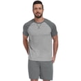 thumbnail image 7 of Iceglad Mens Pajama Set 2 Piece Short Sleeve Sleepwear Lounge Set Soft Quick Dry Lightweight Summer PJs Crew Neck Top & Shorts Casual Homewear with Pockets, 7 of 7