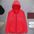thumbnail image 2 of Sentmoon Rashs Guard for Men Long Sleeve Hooded Neck Mens Gym Tops Zipper Detail Solid Color Relaxed Jackets for Men Comfy 2025 Summer for Picnic Red XXL, 2 of 4