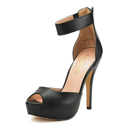 

Dream Pairs Women s High Heel Platform Dress Pump Shoes Ankle Strap Party Heel Sandals SWAN-05 BLACK/PU Size 9