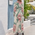 thumbnail image 3 of Pink Floral Pattern Women's Long Dress Long Sleeves Dress Vintage Dresses Party Maxi Dress High Waist Dress, 3 of 4