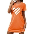 thumbnail image 1 of Chemises de Nuit pour Femmes, Manches Courtes, Robe de Nuit Douce, Classique, Imprimé, Orange G, 1 of 5