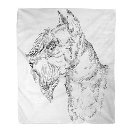 SIDONKU Flannel Throw Blanket Adult Miniature Schnauzer Dog in Black Color Canine Soft for Bed Sofa and Couch 58x80 (Best Sofa Throws For Dogs)