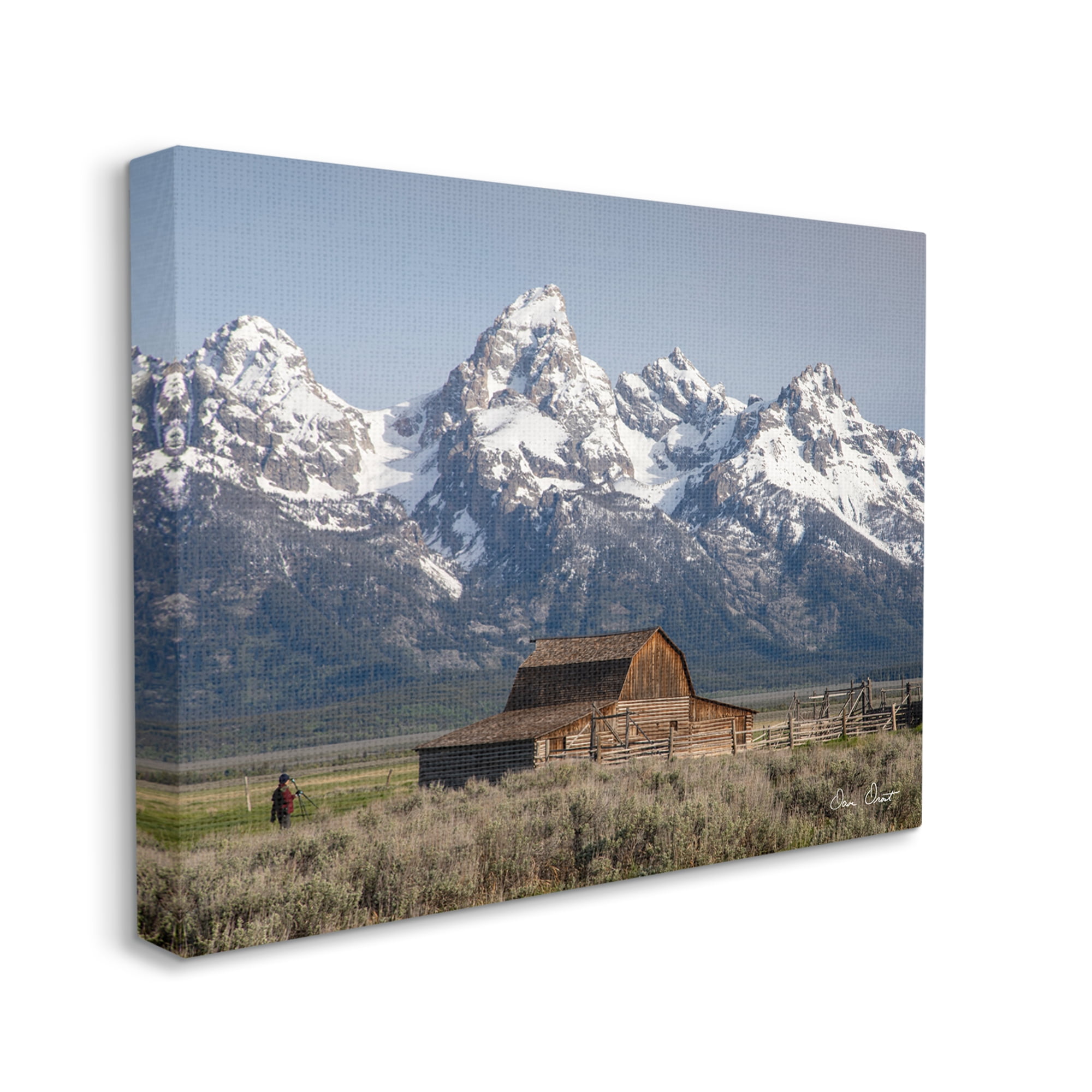 Stupell Industries Cabin & Snowy Peaks Landscape Photography Gallery Wrapped Canvas Art Print Wall Art, 20 x 16