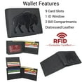 thumbnail image 2 of MARSHAL Men's Bison Design Genuine Leather RFID Blocking Bifold Western Cowboy Wallet Black, 2 of 9