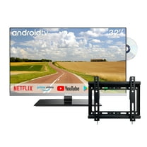SYLVOX 32" Smart RV TV with TV Mount, 12 Volt TV with DVD Player, 1080P FHD Frameless Smart Android TV, Free Download Apps, Support Wifi Bluetoot (Limo Series)