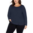 thumbnail image 1 of INC Camiseta básica acanalada para mujer, azul, 1X, 1 of 1