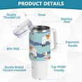 thumbnail image 4 of SKYSONIC Insulated Tumblers with Lids and Straws Handles 40oz Water Bottle Alpaca Animals Travel Mug Reusable Stainless Steel Thermos Vacuum, 4 of 7