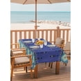 thumbnail image 2 of Outdoor Tablecloths with Umbrella Hole & Zipper, Navy Blue Boho Rectangle Tablecloth 52x70 Inch, Vintage Ethnic Tribe Abstract Art Retro Waterproof Table Cloth, Patio/Pool/Picnic Table Covers, 2 of 8