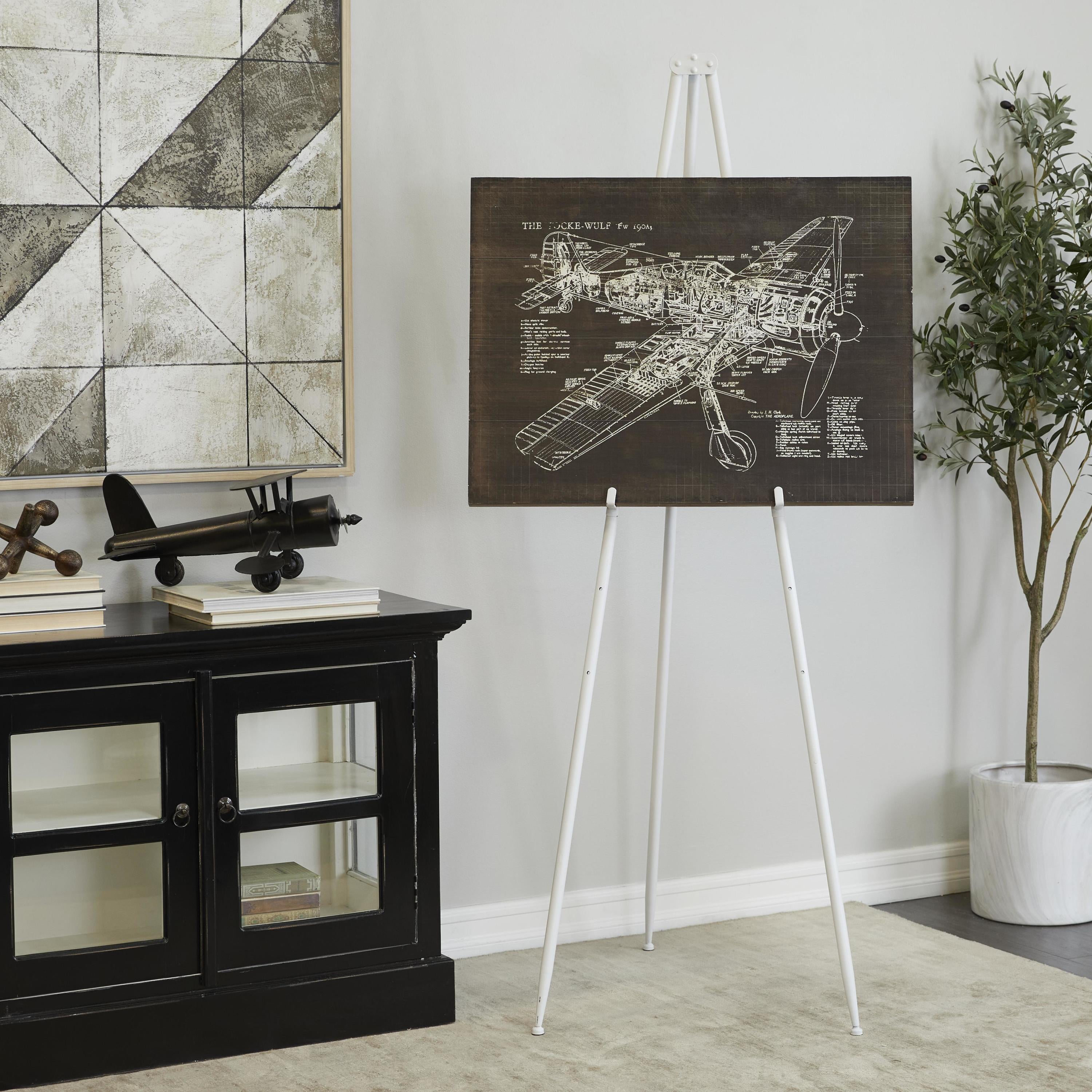 DecMode 24" x 70" White Metal Extra Large Adjustable 3 Tier Easel with Foldable Stand, 1-Piece