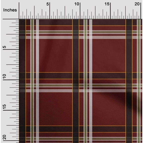 oneOone Cotton Flex Maroon Fabric Madras Check Sewing Material Print Fabric By The Yard 40 Inch Wide