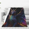 thumbnail image 1 of Fotbe Rainbow Wings Majestic Dragon Manta de Franela Acolchonada con Estampado, Súper Suave y Esponjosa, Extra Grande para Sofá, Cama, Uso Todo el Año-80"x60", 1 of 7
