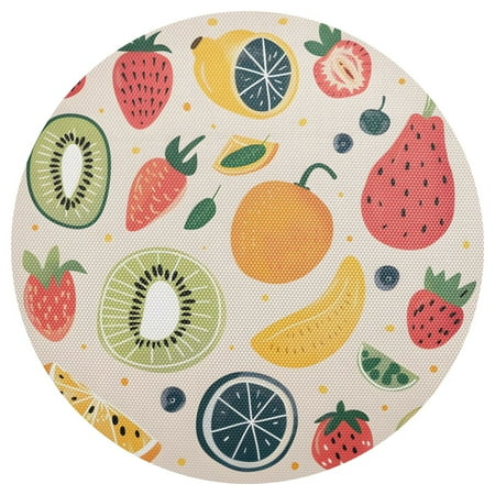 

Ryvnso Strawberry Fruit Round Plate Mats Dining Table Placemat 1 Piece for Holiday Decoration