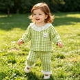 thumbnail image 7 of Tigivemen Plaid Long Sleeve Set Baby Girl Clothes Fall Outfit for Toddlers Soft Comfy Button Down Shirts with Elastic Waist Pants Green Size 2-3 Years, 7 of 7