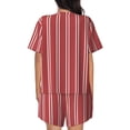 thumbnail image 3 of Qekee Stripes Red White Women's Pajama Set Short Sleeve Sleepwear Summer Home Wear with Pockets Soft Short Sleeve Shirt - Stripes Red White, 3 of 9