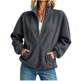 thumbnail image 2 of Womens Quarter Zip Pullover Oversized Corduroy Jacket Fll Winter Casual Sweatshirt Hoodies with Pockets 2XL, 2 of 8