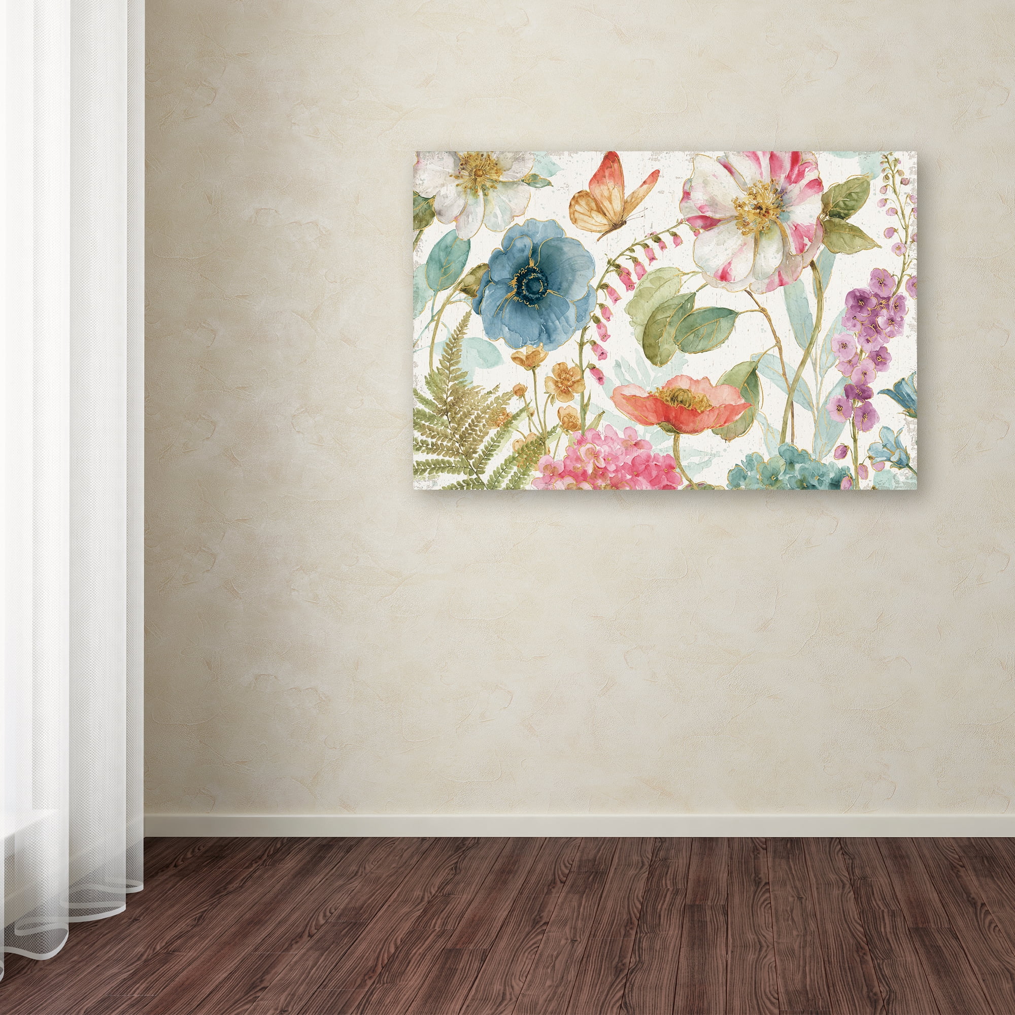 Trademark Fine Art "Rainbow Seeds Flowers I on Wood" Canvas Art by Lisa Audit