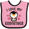 thumbnail image 3 of Inktastic I Love My Godfather with Cute Penguin and Hearts Girls Baby Bib, 3 of 4