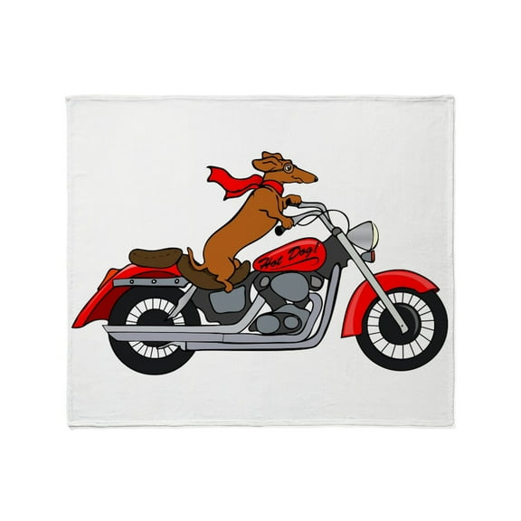 CafePress - Dachshund On Motorcycle Throw Blanket - Soft Fleece Throw Blanket, 50"x60" for All Ages