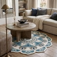 thumbnail image 2 of Ox Bay Evie 6' Round Aqua Blue/Gray Floral Medallion Indoor Area Rug, 2 of 7