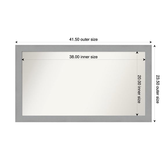 Amanti Art Custom Wall and Bathroom Mirror (23.5 x 41.5 in.), Brushed Nickel Frame