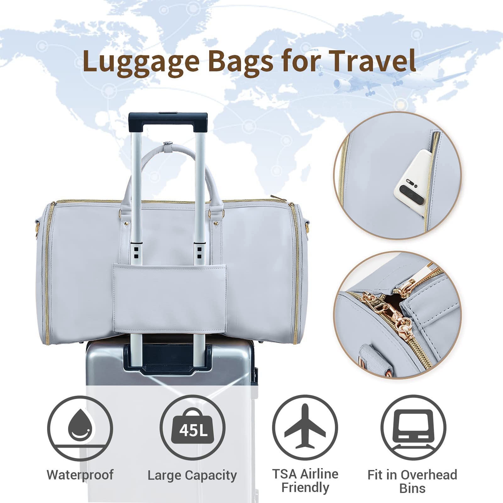 Garment Bags For Travel For Women 2026 Garment Duffle Bag Convertible Foldable 2 In 1 Suit Bag For Hanging Clothes Business Trip Bag With Toiletry Pocket