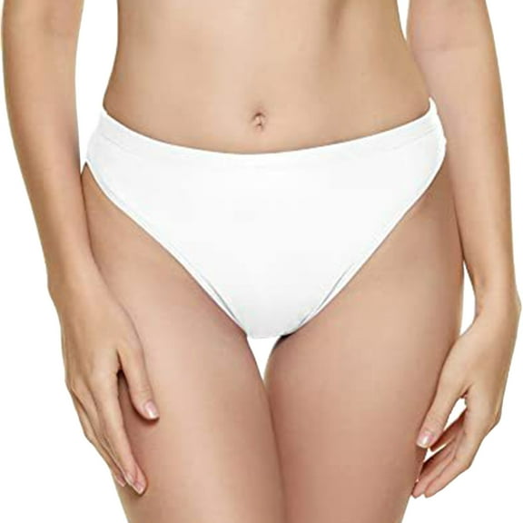 Sngxgn Women's Solid Full Coverage Bikini Bottom Swimsuit(White,M)