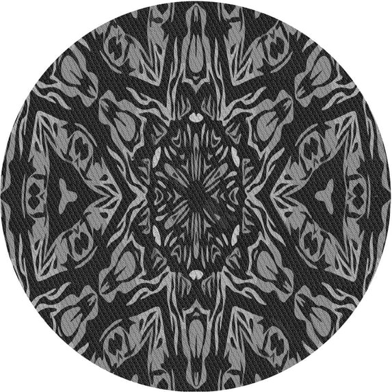 Ahgly Company Machine Washable Indoor Round Transitional Gray Area Rugs, 8' Round