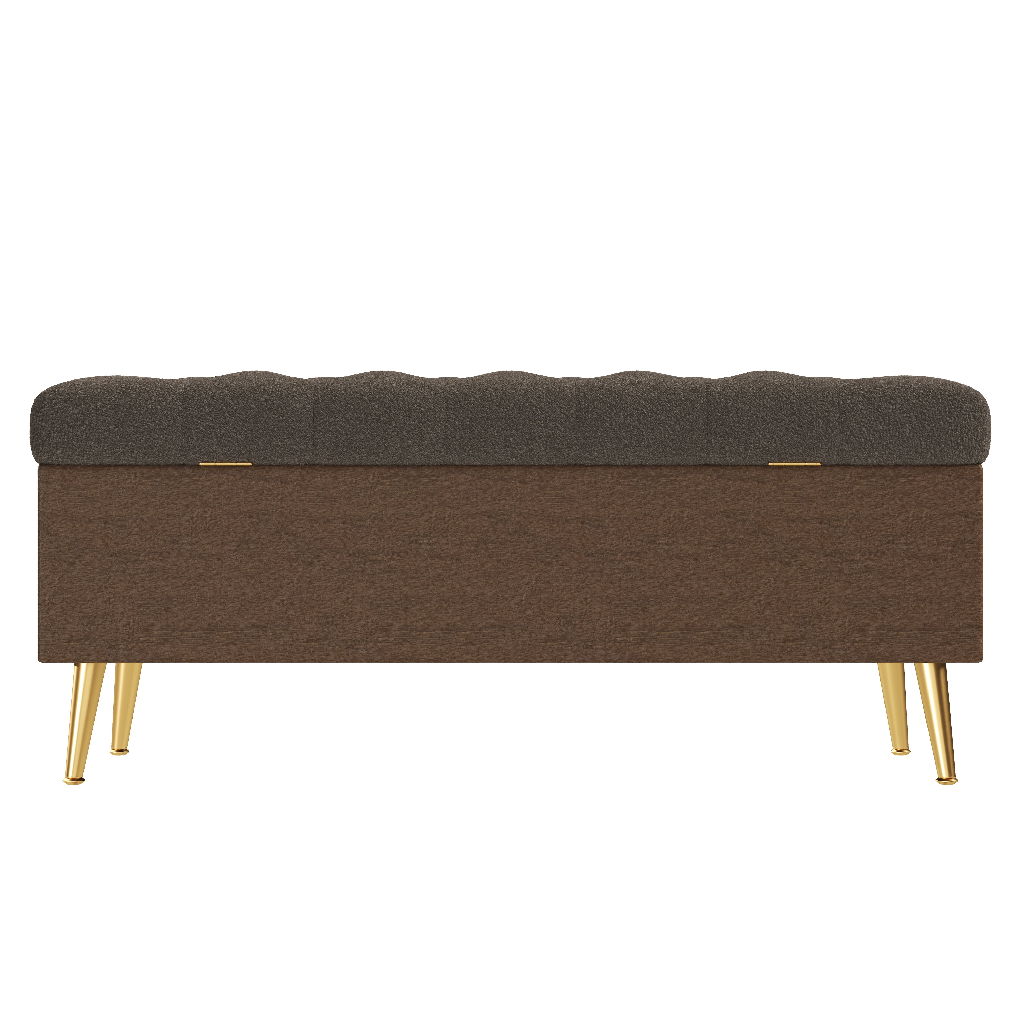 Euroco Modern Storage Ottoman Bench Upholstered Bedroom Bench Entryway Storage Ottoman Tufted Ottoman Bench for Living Room, Bedroom and Entryway, Coffee