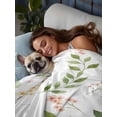 thumbnail image 3 of Twin Flat Sheet 66"x96", Pink Green Botanical Soft Lightweight Bedding Flat Sheets Only, Spring Watercolor Floral Leaf Plant Brushed Microfiber Top Bed Sheet, Breathable StainResistant Bedsheets, 3 of 9