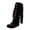 Black, variant on NOKIO Women'S Suede Knee High Boots Woman Style Women Heels Fringe Flock Chinese Boots Boots High Long Flat Tassel Nation Leather Fashion Knee Women's Boots Women'S Knee High Lace-Up Field Boots