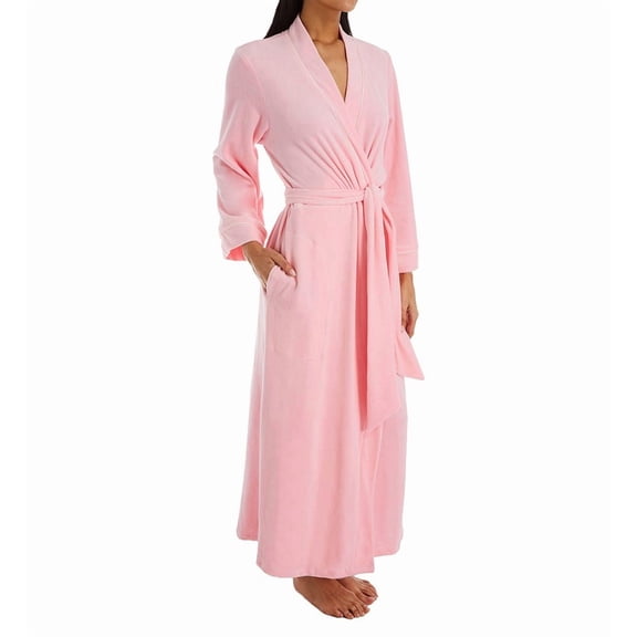 Women's Amanda Rich 207-37 Velour Wrap Robe (Pink S)