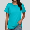 thumbnail image 2 of Women's Fashion Round Neck Plus Size Short Sleeved Solid Color T Shirt Top Women's Cotton Tee - Comfortable Short Sleeve Everyday Shirt, 2 of 4