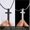thumbnail image 2 of 2 Pcs Silver Black Cross Necklace for Men - Stainless Steel Bible Verse Cross Chain Pendant Necklaces for Men American Flag Religious Christian First Communion Jewelry Gifts 18-24 Inches, 2 of 7