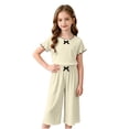 thumbnail image 2 of Amidoa Girls 2 Piece Outfits Summer Clothes Solid Color Cute Short Sleeve T-Shirt and Shorts Casual Kids Clothing Sets,Beige Size 10, 2 of 9
