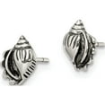 thumbnail image 2 of Sterling Silver Polished And Antiqued Sea Shell Post Earrings (9 X 7) Made In India qe11804, 2 of 5