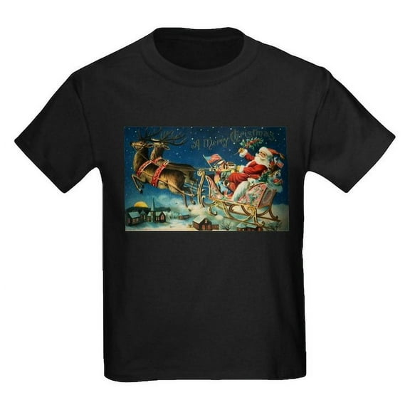 CafePress - Vintage Santa Sleigh T Shirt - Dark T-Shirt Kids XS-XL