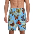 thumbnail image 1 of Balery Multicolored Butterflies Pantalones cortos de pijama de punto de algodón para hombre con cinturilla y bolsillos-Large, 1 of 6