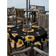 thumbnail image 2 of Outdoor Tablecloths with Umbrella Hole & Zipper, Vintage Sunflowers Round Tablecloths 60 Inch, Elegant Pastoral Botanical Watercolor Waterproof Table Cloth, Patio/Pool/Picnic Table Covers, 2 of 8