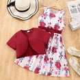 thumbnail image 3 of PatPat Kid Girl Floral Print Bowknot Design Sleeveless Dress and Solid Color Cardigan Set,Sizes 4Y-12Y,2-Piece, 3 of 6