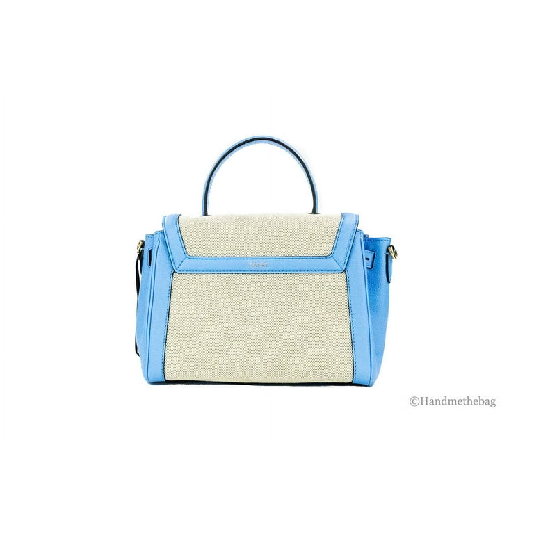 Versace La Medusa Blue Leather Top Handle Canvas Satchel Versace La Medusa Blue Leather Top Handle Canvas Satchel