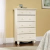 Sauder Harbor View 5-Drawer Chest, Antiqued White Finish