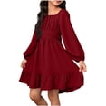 thumbnail image 1 of Vestido Largo de Manga Larga de Color Sólido de Moda Y Cómodo para las Niñas con Falda Plisada de Cinturón para Diario, Viajes, Vacaciones, Fiestas de Cumpleaños, 1 of 9